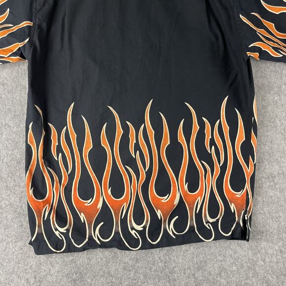 Harley Davidson Mechanic Shirt Mens Large Black Screaming Eagle Flames Button Up - Picture 12 of 14